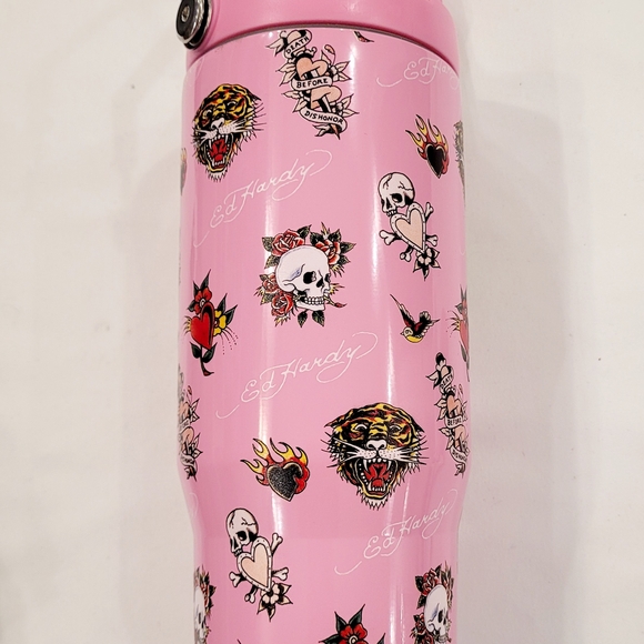 Ed Hardy Pink Tattoo Motif Travel Tumbler - Picture 2 of 4